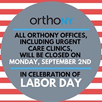 OrthoNY Closed on Labor Day