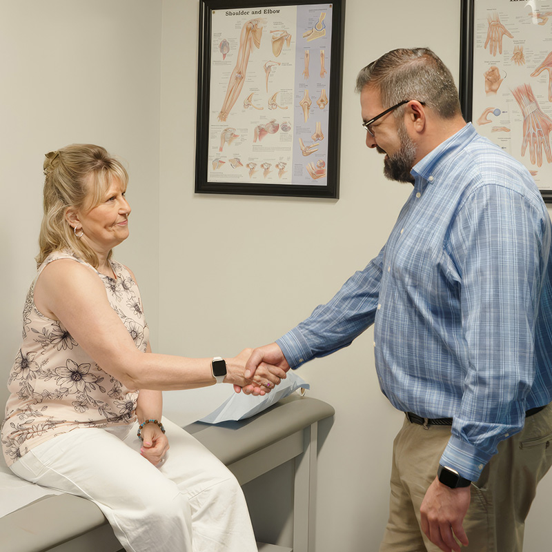 Doctor meeting patient.